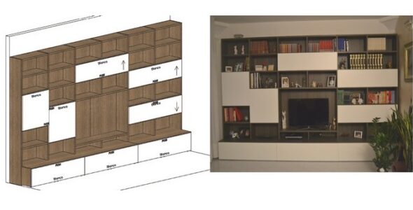 Rendering e foto reale libreria componibile Extend