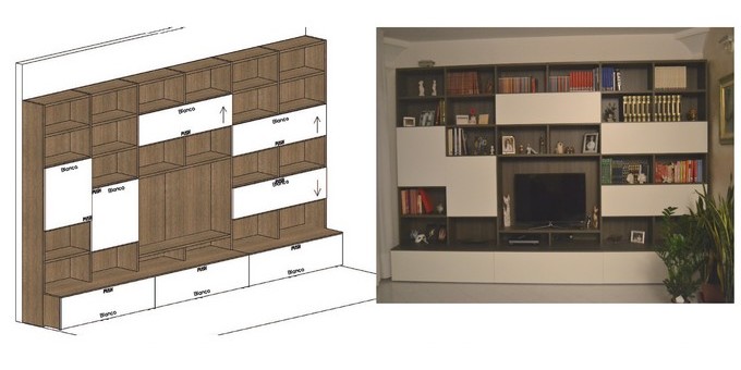 Rendering e foto reale libreria componibile Extend